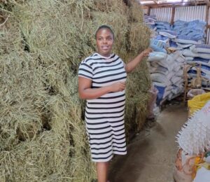 Velma Injera, a manager at Rommic Agrovet in Mbale during the interview. Image|BDA. 